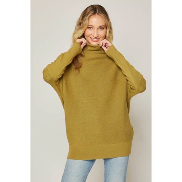 SOLD OUT Olive Slouch Neck Dolman Knit Pullover Sweater - Picture 3 of 3
